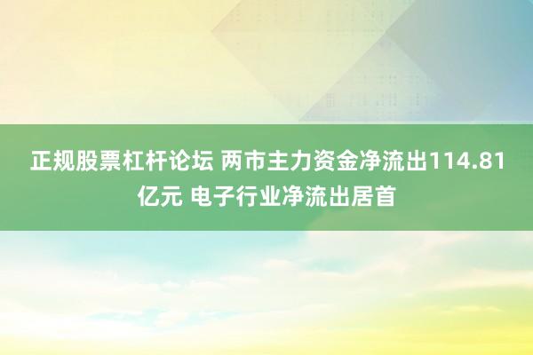 正规股票杠杆论坛 两市主力资金净流出114.81亿元 电子行业净流出居首