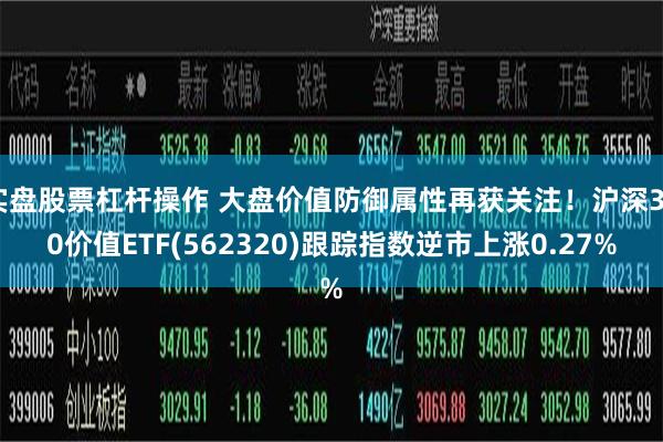 实盘股票杠杆操作 大盘价值防御属性再获关注！沪深300价值ETF(562320)跟踪指数逆市上涨0.27%